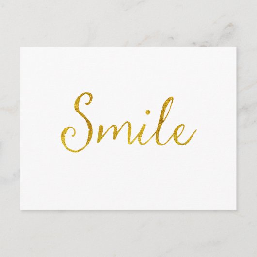 Smile Gold Imitate Glitzer Metallic Sequins Zitat Postkarte (Vorderseite)