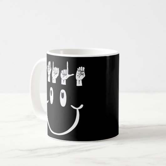 Smile Hand Sign Language Asl Interpreter Translato Kaffeetasse (Vorderseite Links)