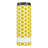 Smile Happy Face NAME Yellow Black Red Retro Spaß Thermosbecher (Rückseite)