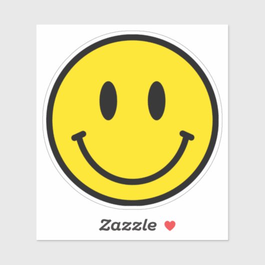 Smile Happy Gesicht Emoji Yellow Black Retro Vinyl Aufkleber (Blatt)
