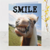 SMILE HORSE FUNNY BIRTHDAY BIG CARD KARTE (Gelbe Blume)
