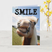 SMILE HORSE FUNNY GEBURTSTAGSKARTEN KARTE (Gelbe Blume)