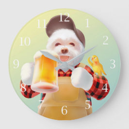 Smile Hund trinken Bier Große Wanduhr