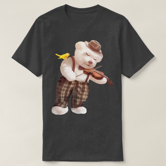 Smile Hund Violine spielen T-Shirt (Design vorne)