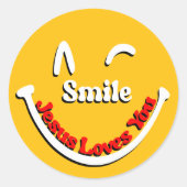 Smile, I love you Jesus Runder Aufkleber (Vorderseite)