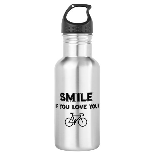 Smile If You Love Your Bike Edelstahlflasche (Vorderseite)