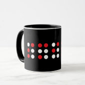 Smile in braille code, Brailleschrift voor blinden Tasse (Vorderseite Links)