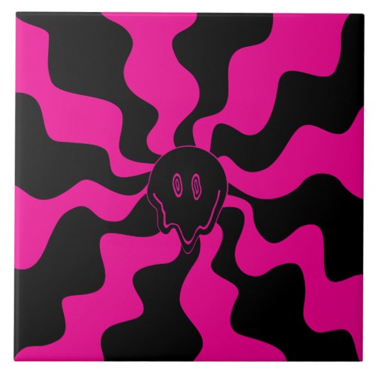 Smile Melt - Magenta und Schwarz Fliese (Vorderseite)