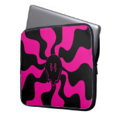 Smile Melt - Magenta und Schwarz Laptopschutzhülle (Vorderseite Links)