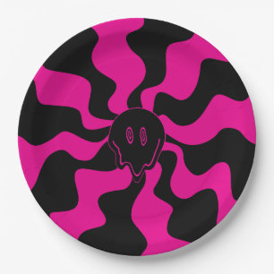 Smile Melt - Magenta und Schwarz Pappteller