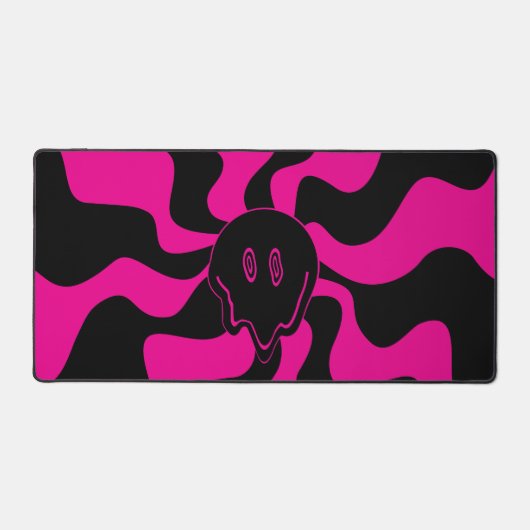 Smile Melt - Magenta und Schwarz Schreibtischunterlage (Vorderseite)