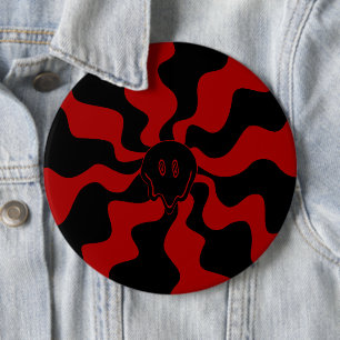 Smile Melt Retro Rot und Schwarz Button