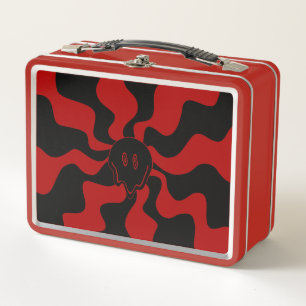 Smile Melt Retro Rot und Schwarz Metall Brotdose