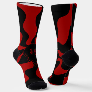 Smile Melt Retro Rot und Schwarz Socken
