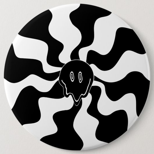 Smile Melt - Schwarz und Weiß Button (Vorderseite)