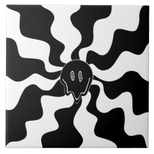 Smile Melt - Schwarz und Weiß Fliese