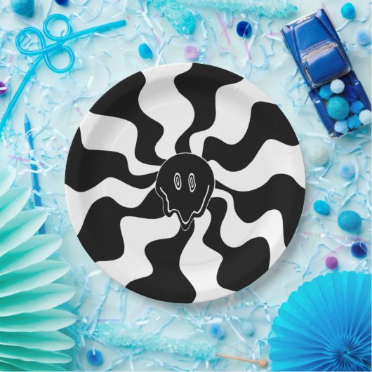 Smile Melt - Schwarz und Weiß Pappteller (Party)