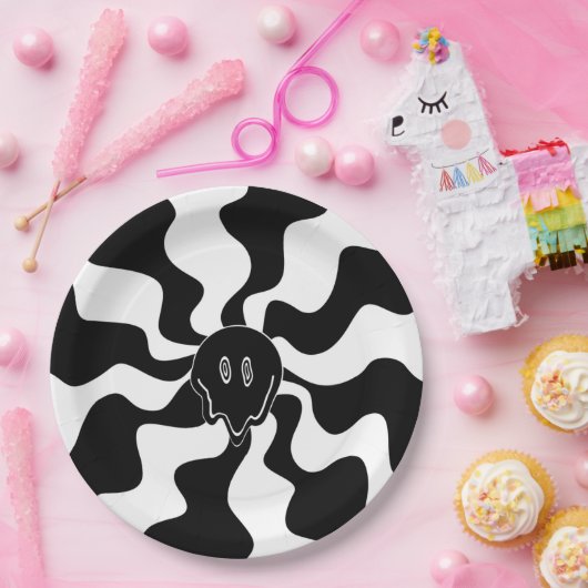 Smile Melt - Schwarz und Weiß Pappteller (Party)