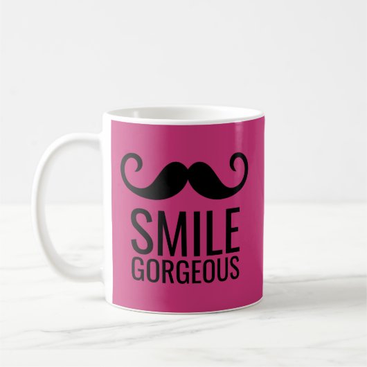 SMILE Mustache Kaffee Tasse JEDE Grundfarbe (Links)