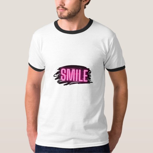 Smile Neon Text Herren Ring T-Shirt (Vorderseite)