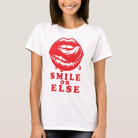 Smile or Else: Halloween Lips Tee (Vorderseite)