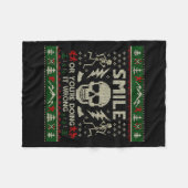Smile Or You're Doing It Wrong Skeleton Skull Holi Fleecedecke (Vorderseite (Horizontal))