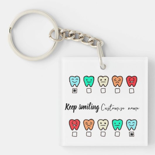  Smile" Personalized tooth keychain-dental gift Schlüsselanhänger (Vorderseite)