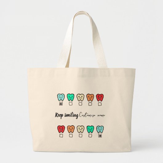  Smile" Personalized Tote Bag - dental gift Jumbo Stoffbeutel (Vorne)