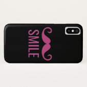 SMILE Pink Mustache Black Background iPhone X Fall Case-Mate iPhone Hülle (Rückseite (Horizontal))