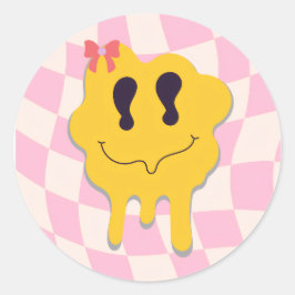 smile pink runder aufkleber