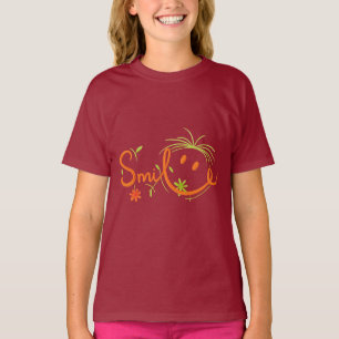 Smile-Pinselstrich-Linienkunst Mädchen-T-Shirt T-Shirt