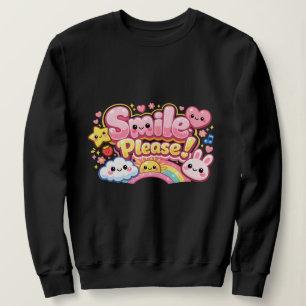 Smile Please Text im kawaai-Stil Sweatshirt