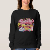 Smile Please Text im kawaai-Stil Sweatshirt (Vorderseite)