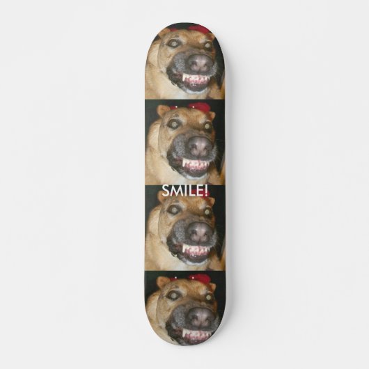 Smile Psycho German Shepherd Dog Funny Face Skateboard (Vorne)