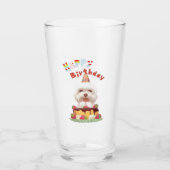 Smile Pup: Happy Birthday Bichon & Cake Art Glas (Vorderseite)