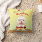 Smile Pup: Happy Birthday Bichon & Cake Art Kissen (Decke)