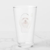 Smile Pup: Musik Vibes lächelnder Bichon Art Glas (Rückseite)