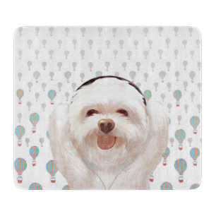 Smile Pup: Musik Vibes lächelnder Bichon Art Schneidebrett