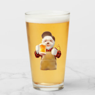 Smile Pup: Prost! Glückliches Bichon Frise-Bier-Ku Glas