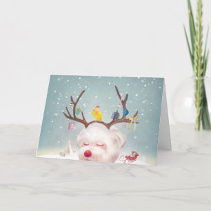 Smile Pup: Rentier-Geweih Weihnachten Bichon Karte