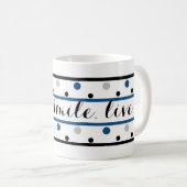 Smile Quote Blue Silver Black Polka Dots Kaffeetasse (VorderseiteRechts)