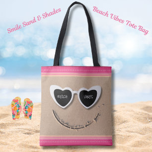 Smile Sand & Shades Beach Vibes Summer Tote Bag Tasche