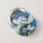 SMILE SMILE Button Blue Sky White Daisy Blume (Vorne & Hinten)