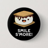 Smile Smore Funny Sweet Food Pun Dark BG Button (Vorderseite)