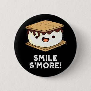 Smile Smore Funny Sweet Food Pun Dark BG Button