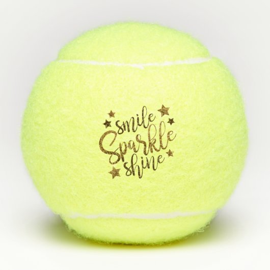 Smile Sparkle Shine Black Gold Custom Tennisbälle (Vorderseite)