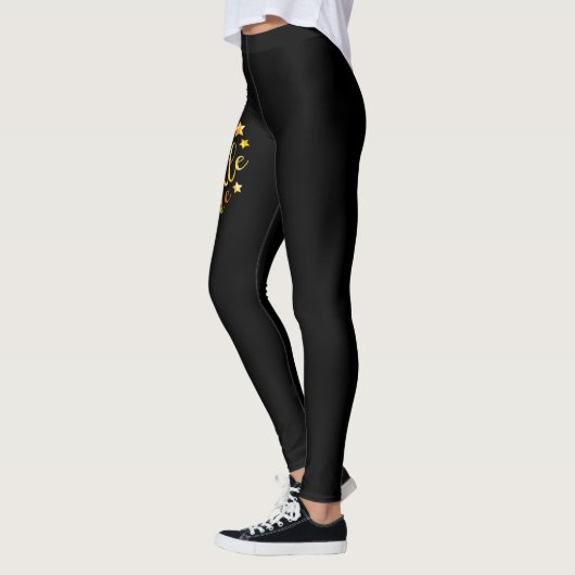 Smile Sparkle Shine Black Gold Ladys Leggings (Links)