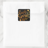Smile Sparkle Shine Black Gold Motivierend Quadratischer Aufkleber (Tasche)
