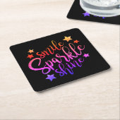 Smile Sparkle Shine Black Inspiration Zitat Rechteckiger Pappuntersetzer (angewinkelt)