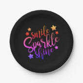 Smile Sparkle Shine Black Mehrfarbig Pappteller (Vorderseite)